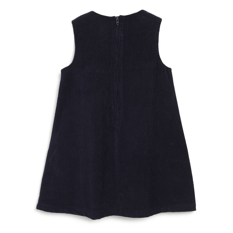 Girls Dark Blue Solid Sleeveless Dress image number 1